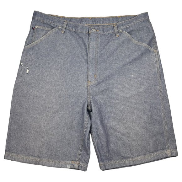 Ralph Lauren Shorts Men 40 in Silver/Blue VINTAGE Denim Polo Jean Worker - Picture 1 of 16